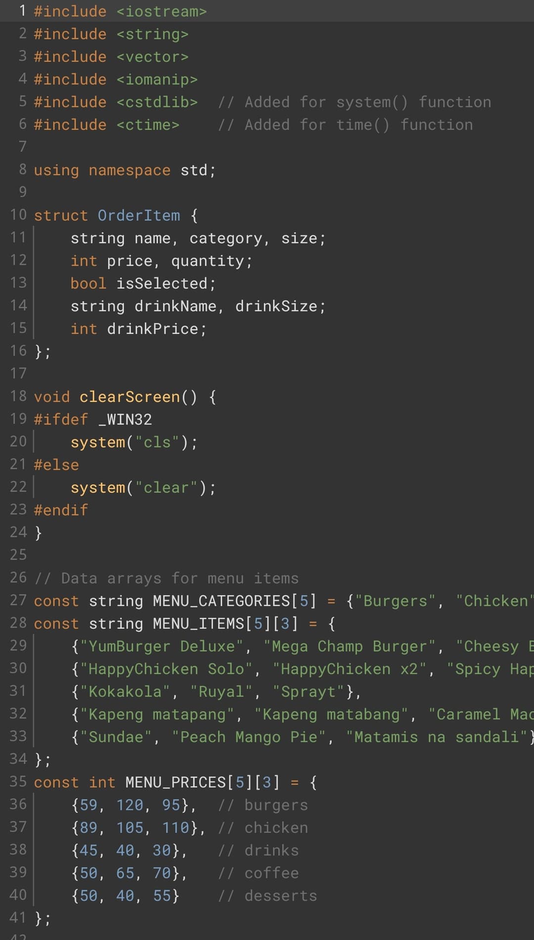 McDo Ordering System Code